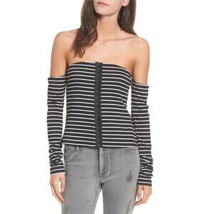 Mimi Chica Stripe Off the Shoulder Top